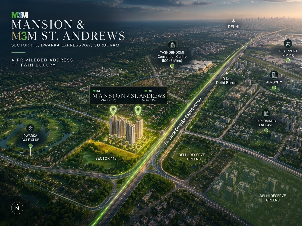 M3M Mansion & M3M St. Andrews Sector 113 Gurugram Location Map